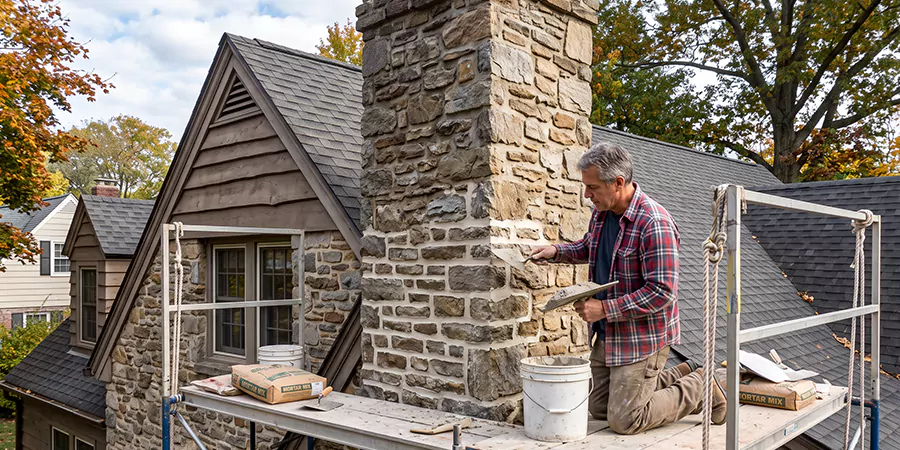 Tuckpointing Stone Chimney Cerritos