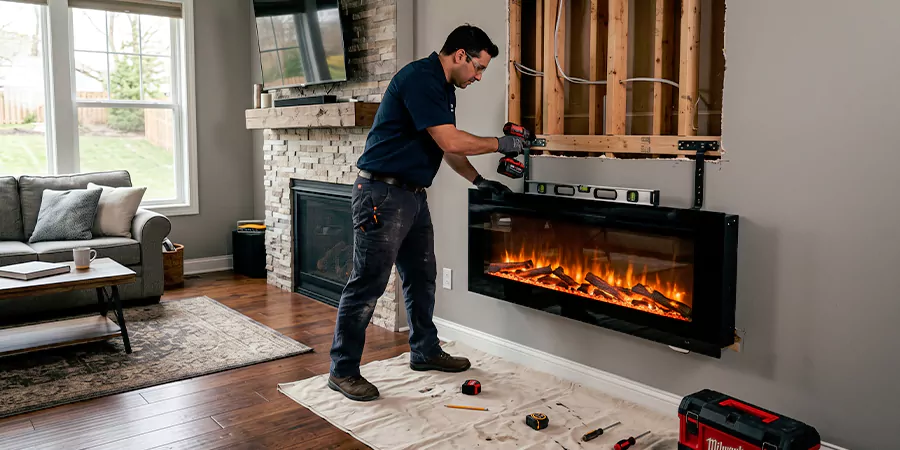 Fake Fireplace and Faux Insert Installation Cerritos